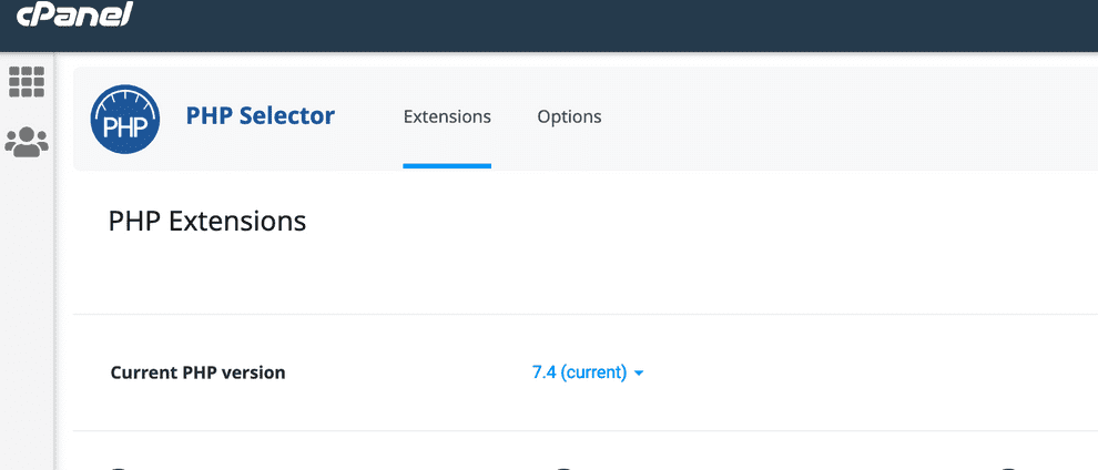 Selettore PHP in Cpanel