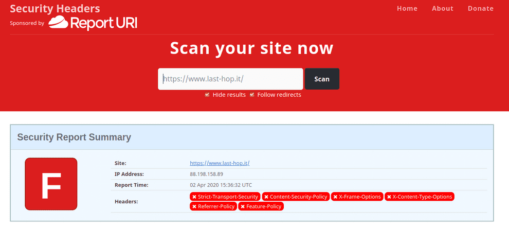 Nginx senza header di sicurezza